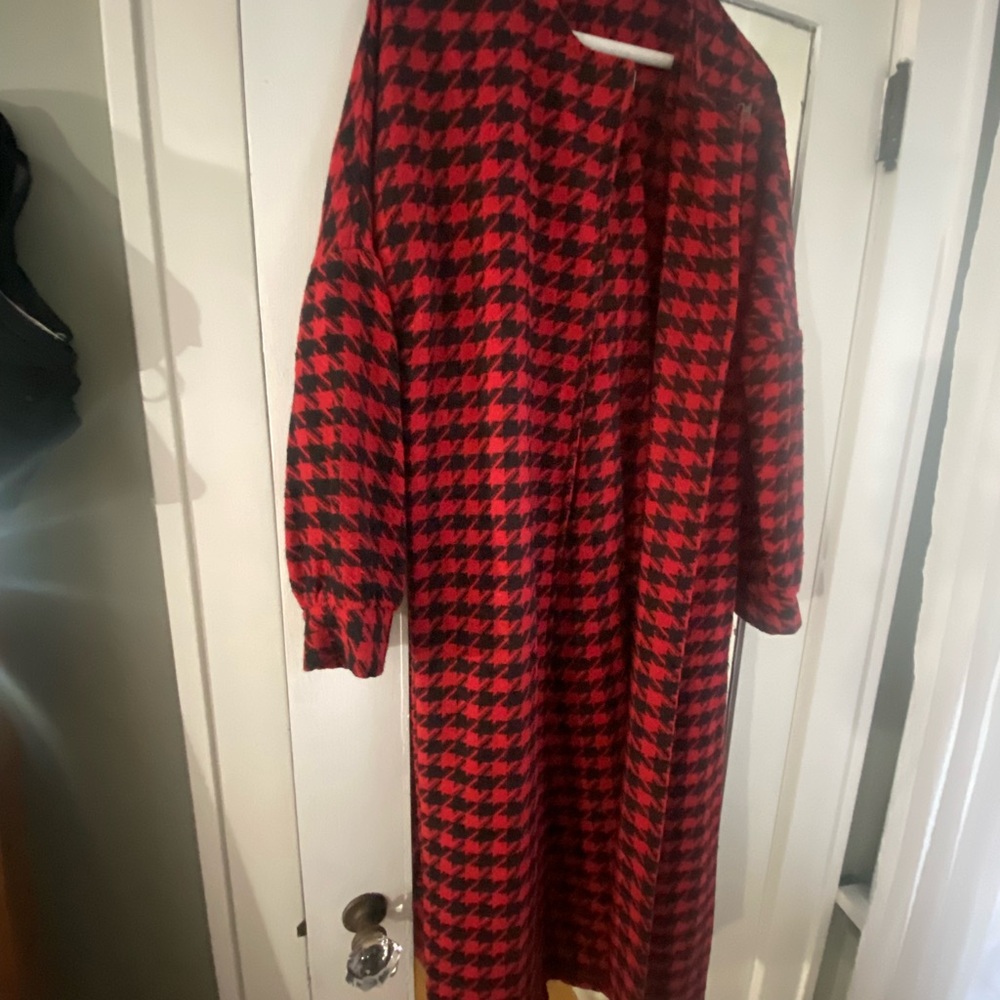 Buffalo plaid trench coat
